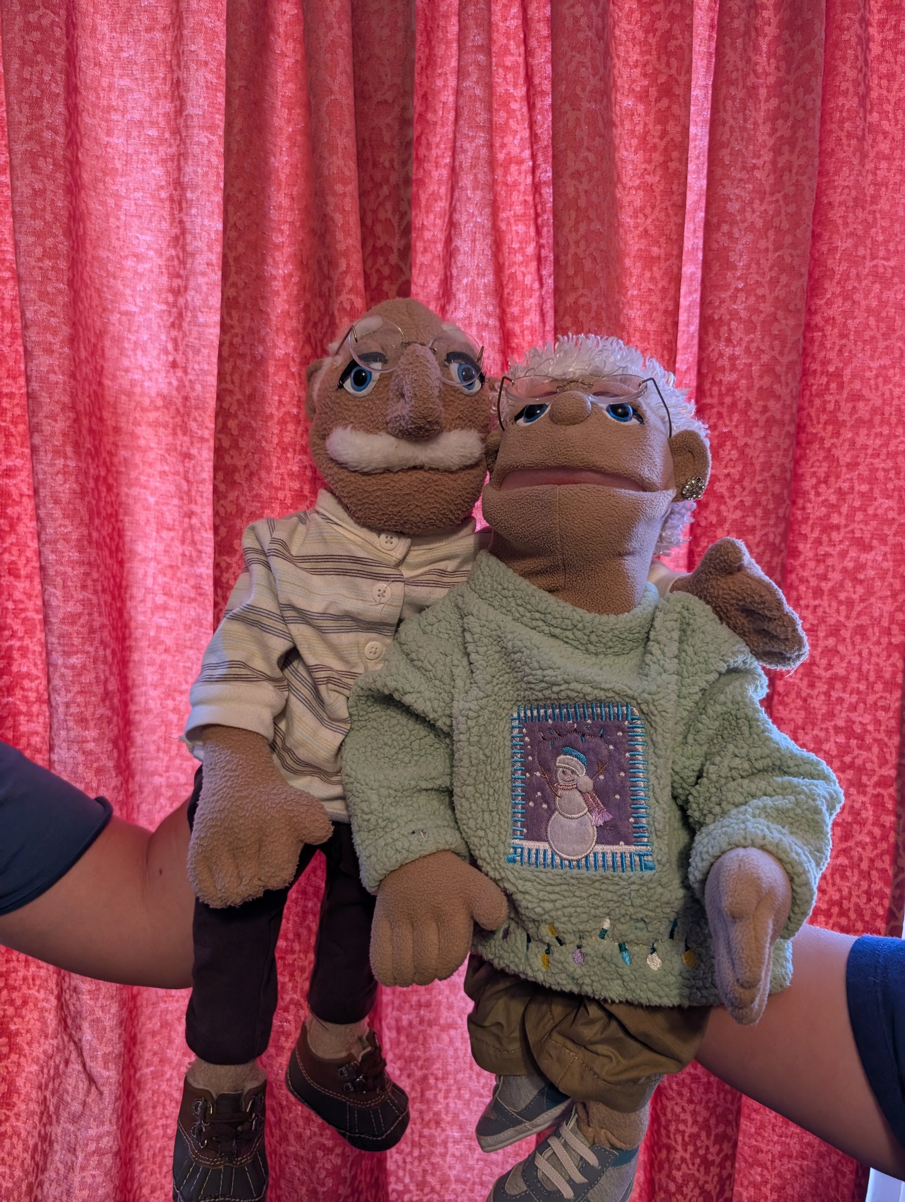 Grandpa and grandma puppet characters